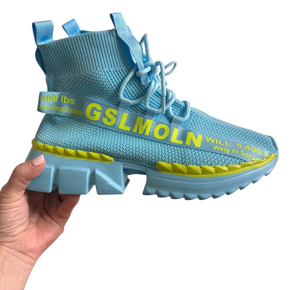 GSLMOLN Outdoor Fashion Walking Casual Footwear Knit Sneakers Size 42 9.5 Blue